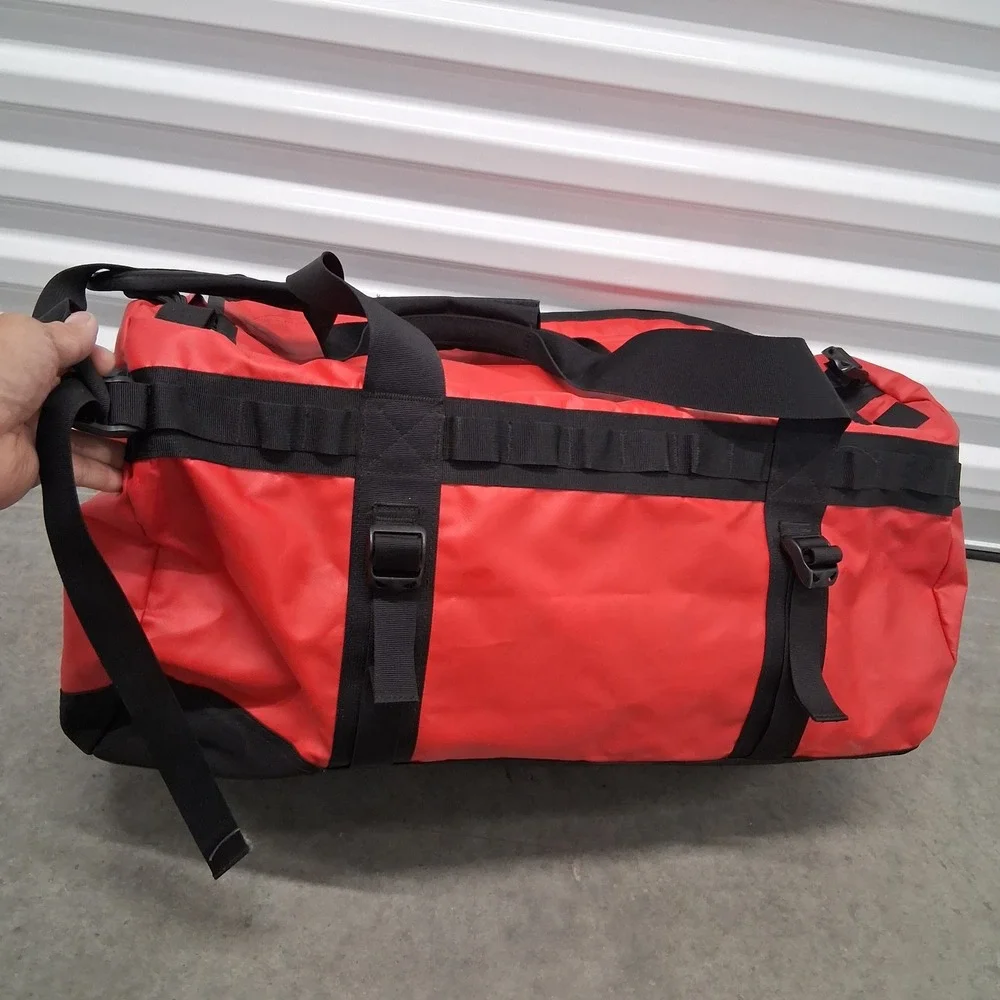 The North Face Base Camp Duffel Bag Red Black Medium Water Resistant Travel Bag